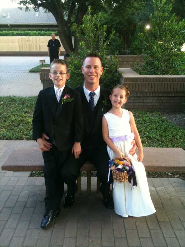 Isaac and Alexis with Daddy at the Eldridge/Fast wedding in June 2011