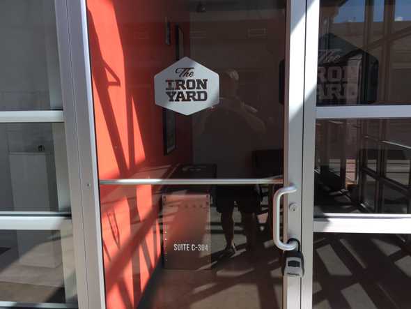 Michael walking into Day 1 at The Iron Yard in Austin, TX in August 2015